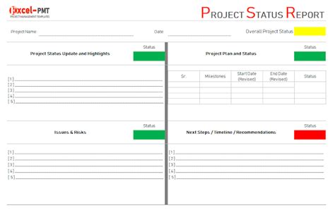 Project Status Report Examples Template Free Excel