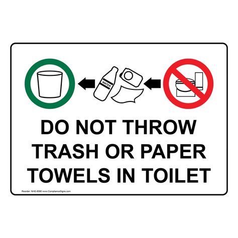Restroom Etiquette Sign Do Not Throw Trash Or Paper Towels In Toilet