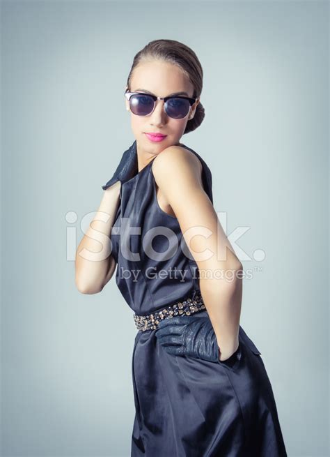 Vintage Beautiful Fashion Girl With Sunglasses Stock Photos