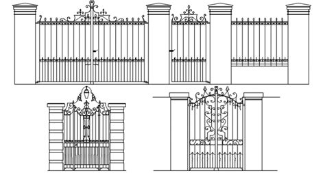 Cad Drawings Details Of Entrance Gate Design 2d View Dwg File Cadbull