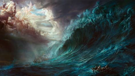 640x1136 Resolution Wave Wallpaper Fantasy Art Sea Boat Waves Hd