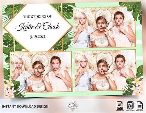 Wedding Photobooth Template Tropical Photo Booth Template Etsy
