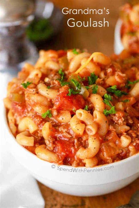 A traditional hungarian goulash is a soup or stew that is usually filled with tender beef and onions spiced with paprika. Easy Goulash Recipe (One Pan) - Spend With Pennies