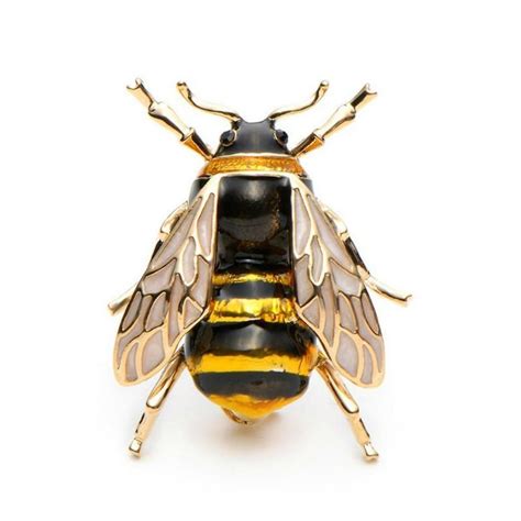 Cute Honey Bee Pin 13 Gold Black Yellow Enamel Flying Insect Brooch