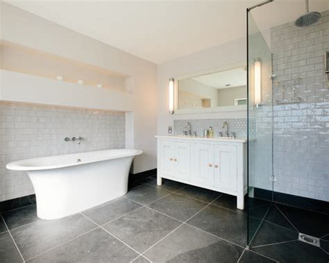 And i screamed the whole way. White And Grey Bathroom | Houzz