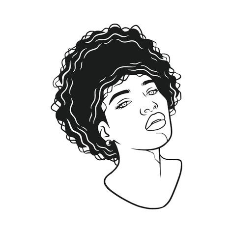 Premium Vector Hand Drawn Afro Hair Woman In Line Art Style