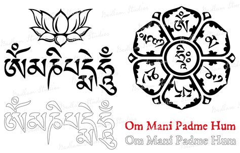 Tibetan Sanskrit Lettering Tattoo Clipart Om Mani Padme Hum Svg Dxf