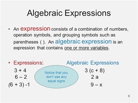 3a Algebraic Expressions Mrs Nowaks Homeroom