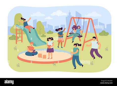 Cute Children Having Fun On Playground Stock Vector Image And Art Alamy