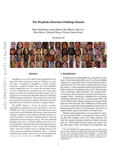 We did not find results for: The DeepFake Detection Challenge Dataset | DeepAI