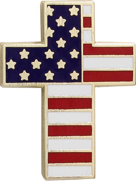 American Flag Cross Enameled Pin Trophy Depot