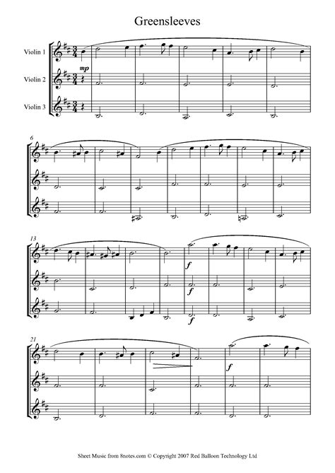 If you are to play two notes at the same time it is indicated by placing the notes at the same horizontal position, that is, above each other. Greensleeves Sheet music for Violin Trio - 8notes.com