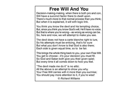 Richard Williams Poem Free Will And You The Voice