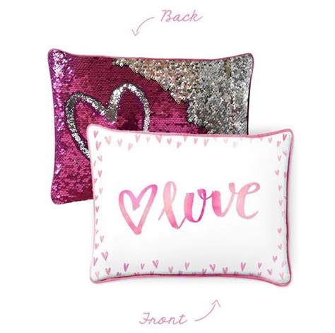 Love Mermaid Pillow With Reversible Pink And Silver Sequins This