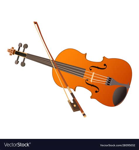 Cute Cartoon Violin Isolated On White Royalty Free Vector