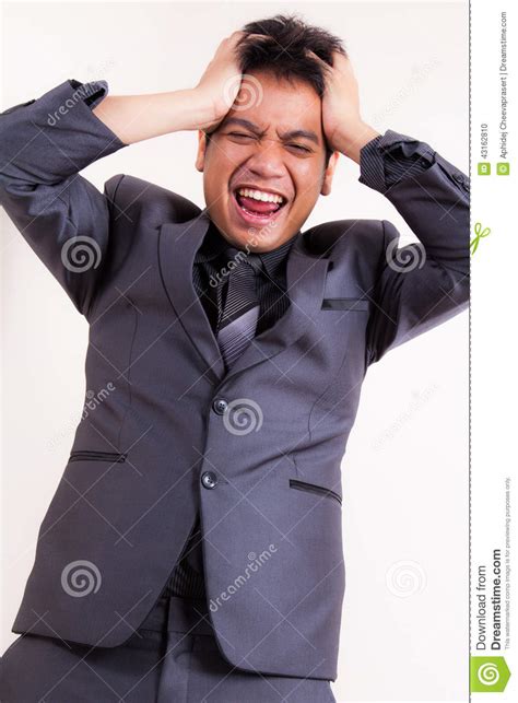 Angry Businessman Pulling His Hair Stock Photo Image Of Face Adults
