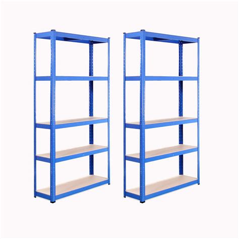 G Rack 2 Blue Units Of 5 Tier Shelf Galvanised Steel Shelving 180x90x30