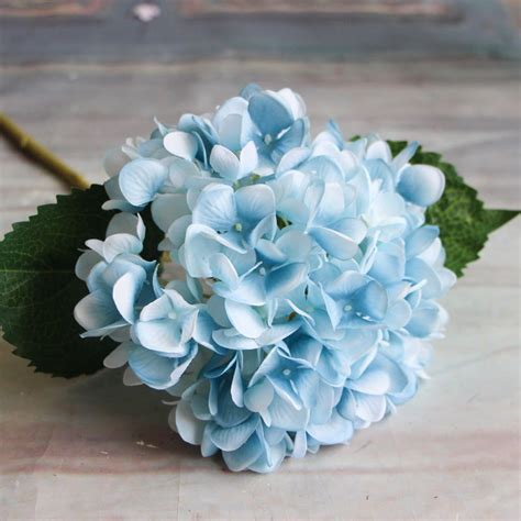 silk hydrangea heads artificial flowers heads with stems for home wedding decor 1pcs