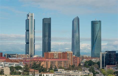 Madrid Cityscape At Daytime Landscape Of Madrid Business Building At