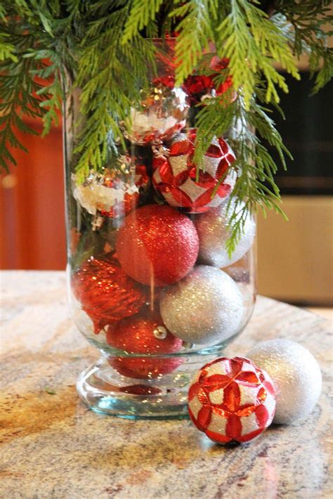 Ornaments In Glass Vase With Greenery From The Yard Smart And Free