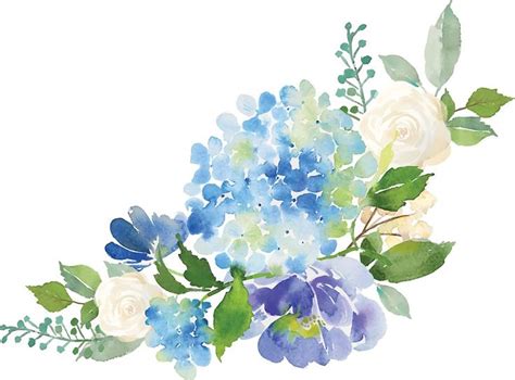 Blue Watercolor Hydrangea Sticker By Junkydotcom In Hydrangea