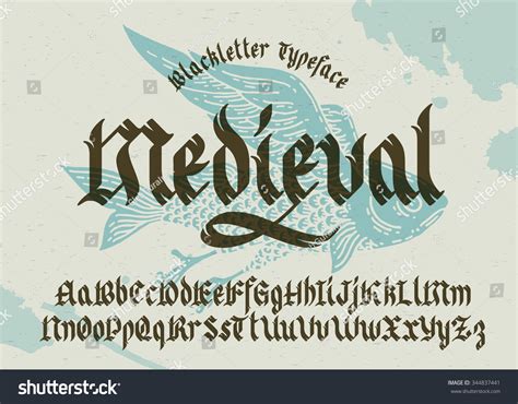 Gothic Medieval Typeface Blackletter Fracture Font Stock Vector
