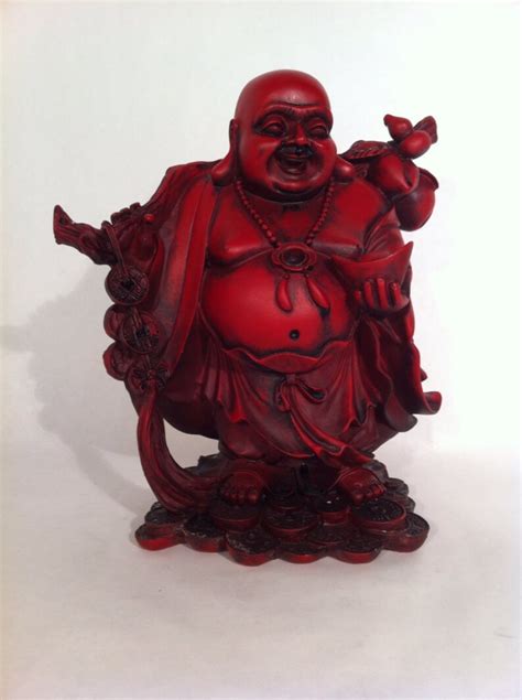 Red Buddha Statue Fat Buddha Bohemian Decor Smiling Etsy
