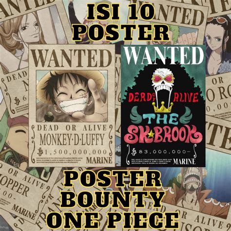 SET Poster Bounty One Piece Isi Pcs MUGIWARA CREW AFTER TIME SKIP Murah Hiasan