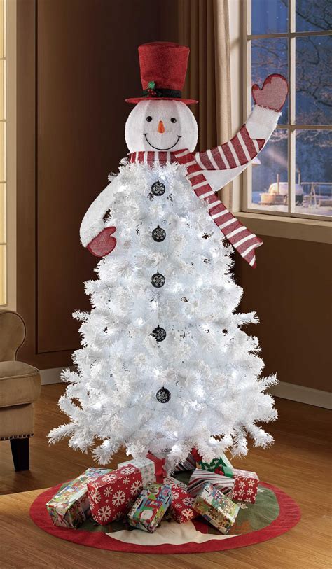 Christmas Trees Home And Garden Home ⛄holiday Time Pre Lit Snowman Artificial Christmas Tree White