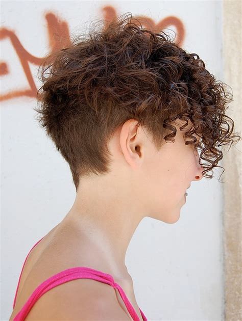 Side View Of Trendy Short Curly Hairstyle Curly
