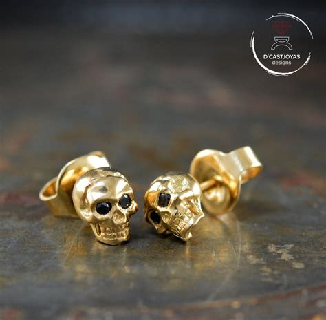 Solid Gold Skull Stud Earrings 14k And 18k For Men And Women Etsy Uk