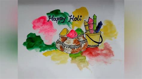 Holi Drawing Easy Happy Holi Watercolor Painting Festivals Of