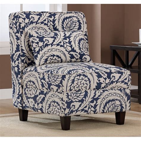 Bold floral chairs aren't just playful; Modern Classic Blue Creme Floral Print Accent Armless ...