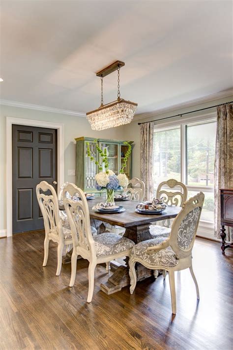 Something about this room is very inviting and i would love to have guests for dinner. Dining Room, pottery barn clarissa chandelier | Farmhouse ...