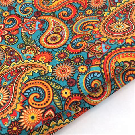 Retro Paisley Print Bohemian Upholstery Fabric Colorful Bag Etsy Denmark