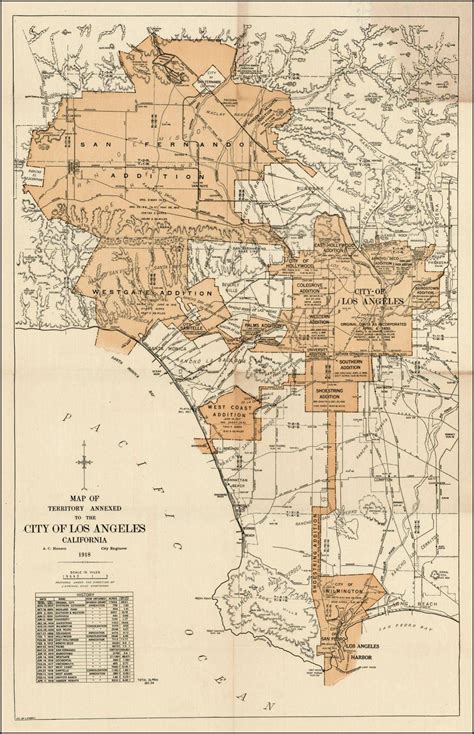 Expanding City Of Los Angeles Circa 1918 Los Angeles Map Los