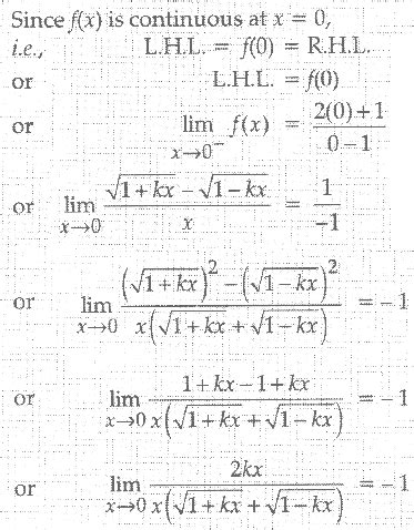 find the value of k for which f x {√ 1 kx √ 1 kx x if 1 ≤ x