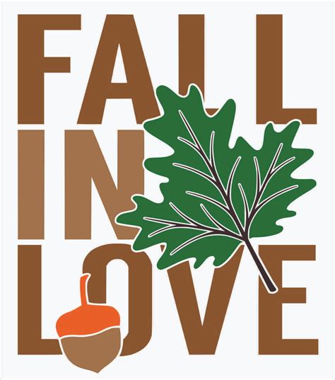 Fall In Love Autumn Wall Sticker Quote With Acorn And Leaf Art