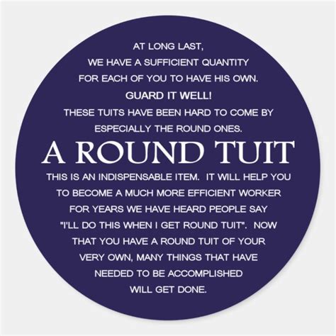 A Round Tuit Classic Round Sticker Uk