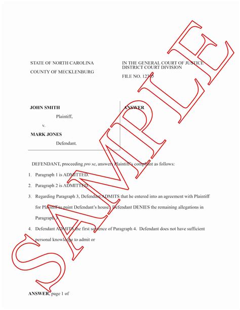 North Carolina Lawsuit Answer Forms | How To Respond To A Lawsuit