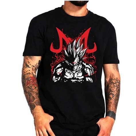 Majin Vegeta Short Sleeve Black T Shirt Mens Dragon Ball Z Merch
