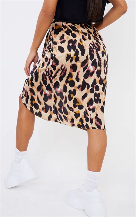 Leopard Print Wrap Midi Skirt Skirts Prettylittlething Usa