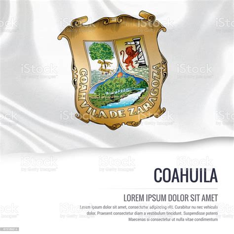 Flag Of Mexican State Coahuila Waving On An Isolated White Background