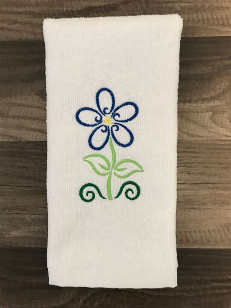 Spring Flower Embroidered Fingertip Towel Etsy Spring Flowers