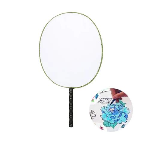 21cm Summer Round Hand Fan Blank Diy Writing White Silk Painting Fans