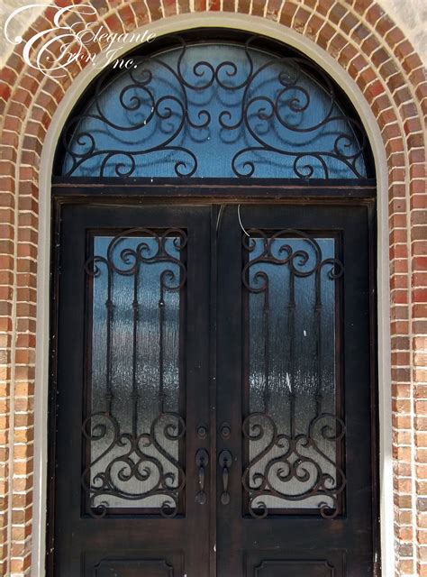 Custom Wrought Iron Front Door With Full Arch Transom Grades Para