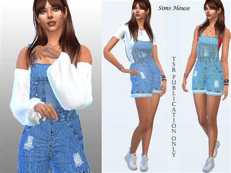 The Sims Resource Womens Denim Overalls With Shorts Bottom