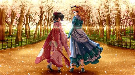 Online Crop Two Women Anime Character In Dresses During Sajura Hd