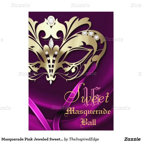 masquerade pink jeweled sweet 16 invitation zazzle sweet 16 invitations masquerade theme