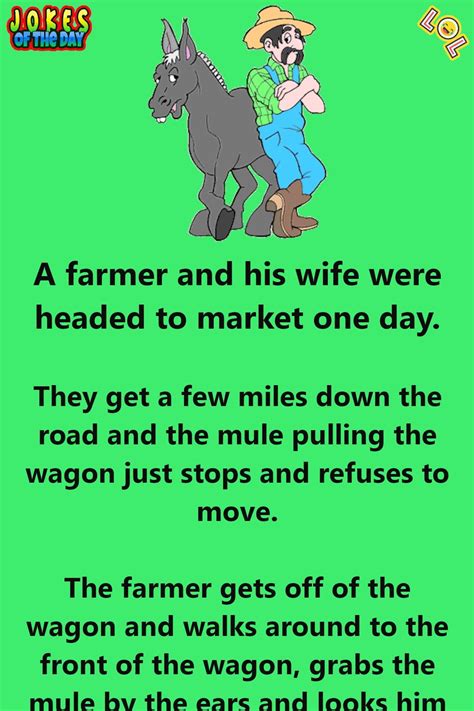 Many of these jokes can be spun out to make a short story; Funny Joke - The Farmer Gives The Mule A Warning in 2020 ...